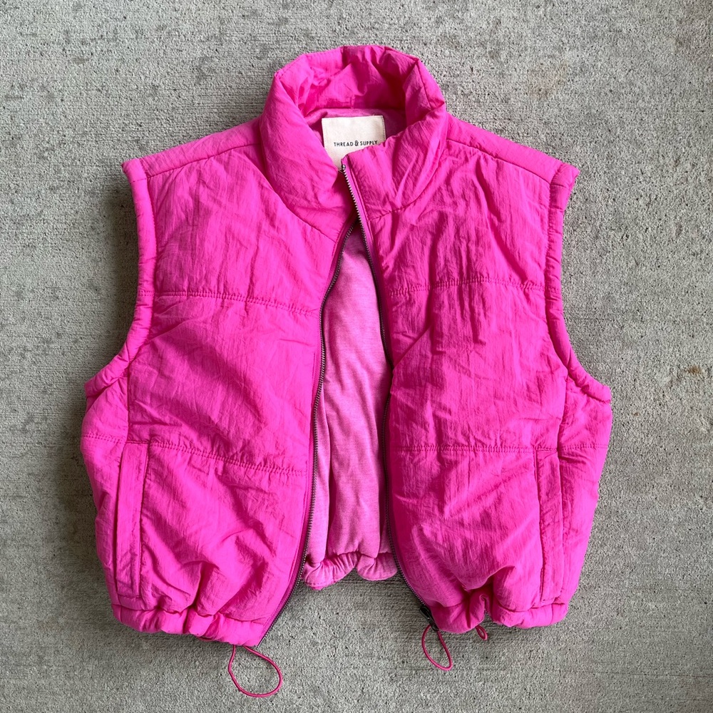 Thread and supply hot pink cropped vest